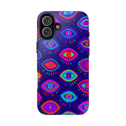 Trippy Neon Evil Eye Protective Tough Phone Case LavenderCeleste