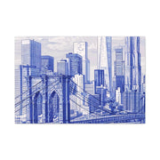 New York City Toile Art – Blue Scenic Skyline Matte Canvas Printify