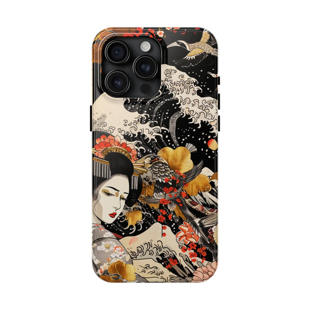 Golden Geisha Wave Japanese Art Tough Phone Case