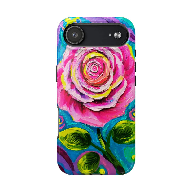 Vibrant Pink Rose Abstract Tough Phone Case LavenderCeleste