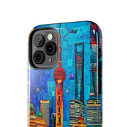 Shanghai Skyline Collage Pop Art Tough Phone Case LavenderCeleste