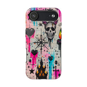 Skull Occult Neon Drip Pastel Goth Tough Phone Case LavenderCeleste