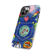 Retro Kidcore Denim Patch Tough Phone Case LavenderCeleste