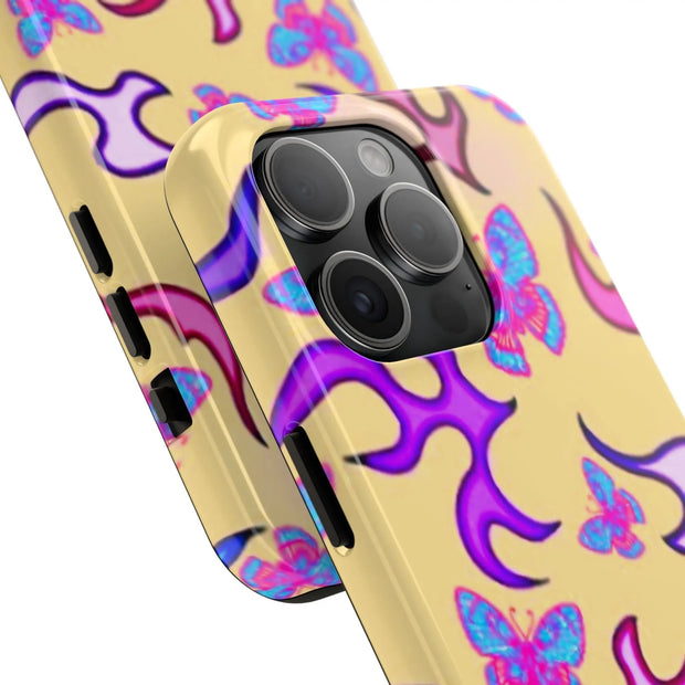 Y2K Butterfly Flames Retro Tough Phone Case LavenderCeleste
