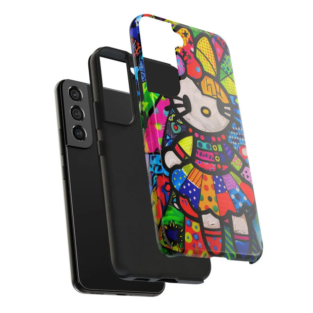 Pop Patchwork Kitty Tough Phone Case LavenderCeleste