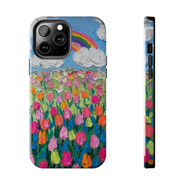 Rainbow Tulip Field Tough Phone Case LavenderCeleste