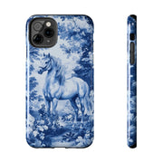 Blue Toile Horse Country Scenic Tough Phone Case LavenderCeleste