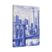 New York City Toile Art – Blue Scenic Skyline Matte Canvas Printify