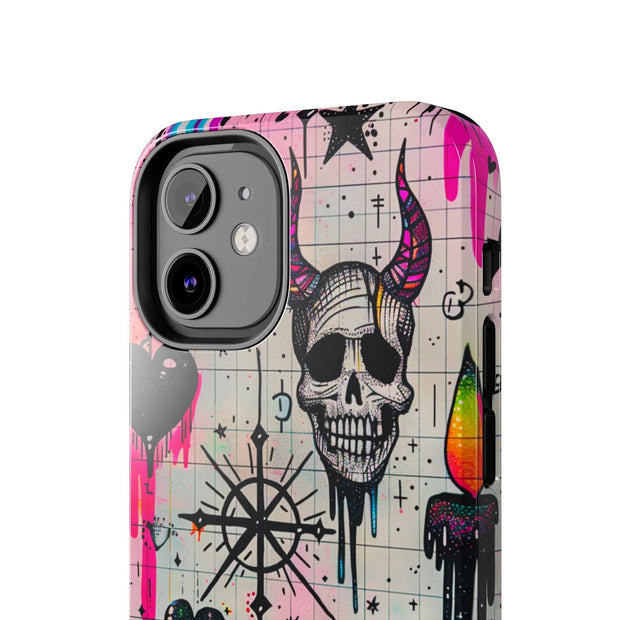 Skull Occult Neon Drip Pastel Goth Tough Phone Case LavenderCeleste
