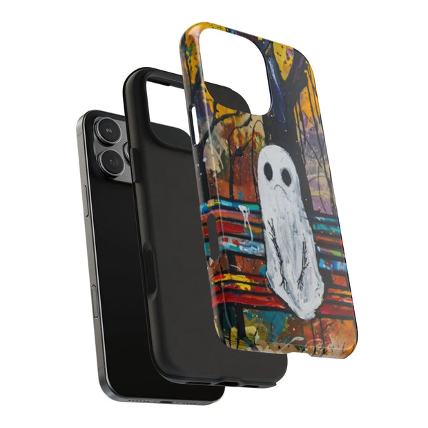 Sad Ghost on Park Bench Abstract Art Phone Case LavenderCeleste