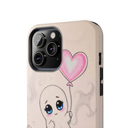 Sad Ghost with Heart Balloon Kawaii Tough Phone Case LavenderCeleste