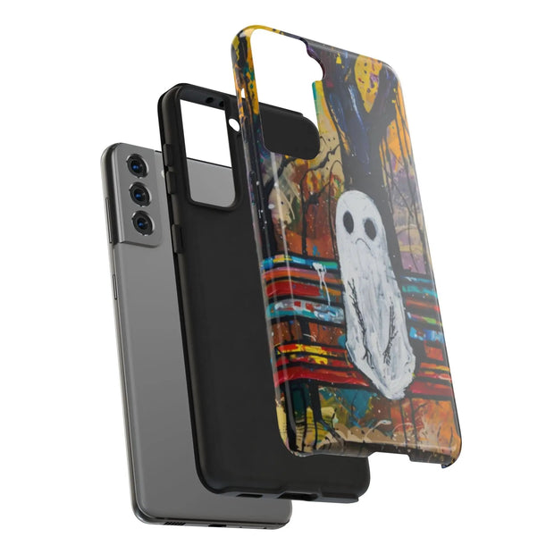 Sad Ghost on Park Bench Abstract Art Phone Case LavenderCeleste