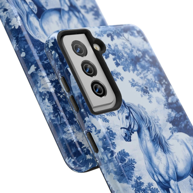 Blue Toile Horse Country Scenic Tough Phone Case LavenderCeleste