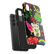 Lucky Symbols Tough Phone Case – 777 Dice Rainbow Maneki Neko Design - LavenderCeleste