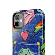 Retro Kidcore Denim Patch Tough Phone Case LavenderCeleste