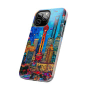 Shanghai Skyline Collage Pop Art Tough Phone Case LavenderCeleste