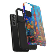 Shanghai Skyline Collage Pop Art Tough Phone Case LavenderCeleste