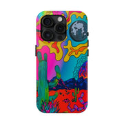 Trippy Psychedelic Desert Cactus Tough Phone Case LavenderCeleste