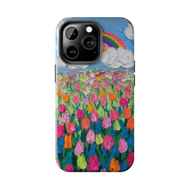 Rainbow Tulip Field Tough Phone Case LavenderCeleste
