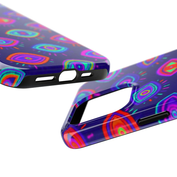 Trippy Neon Evil Eye Protective Tough Phone Case LavenderCeleste