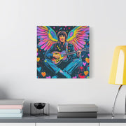 Psychedelic Guitar Angel Matte Canvas Art LavenderCeleste