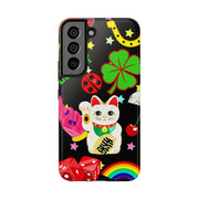 Lucky Symbols Tough Phone Case – 777 Dice Rainbow Maneki Neko Design - LavenderCeleste