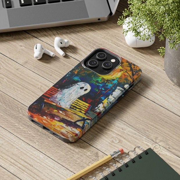 Lonely Ghost Tough Phone Case – Abstract Fall Park Bench Painting