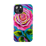Vibrant Pink Rose Abstract Tough Phone Case LavenderCeleste