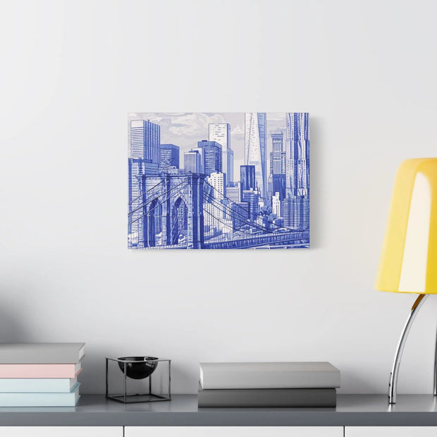 New York City Toile Art – Blue Scenic Skyline Matte Canvas Printify