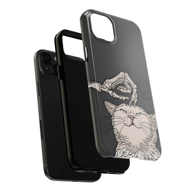Skeleton Scratch Cat Gothic Humor Tough Phone Case LavenderCeleste