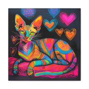 Neon Sphynx Love Pop Art Matte Canvas Wall Art LavenderCeleste