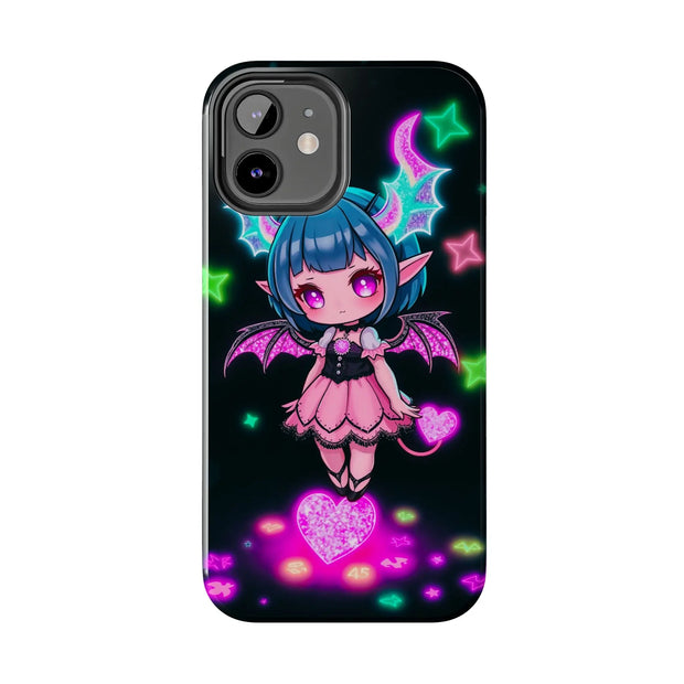 Kawaii Gothic Succubus Neon Heart Tough Phone Case