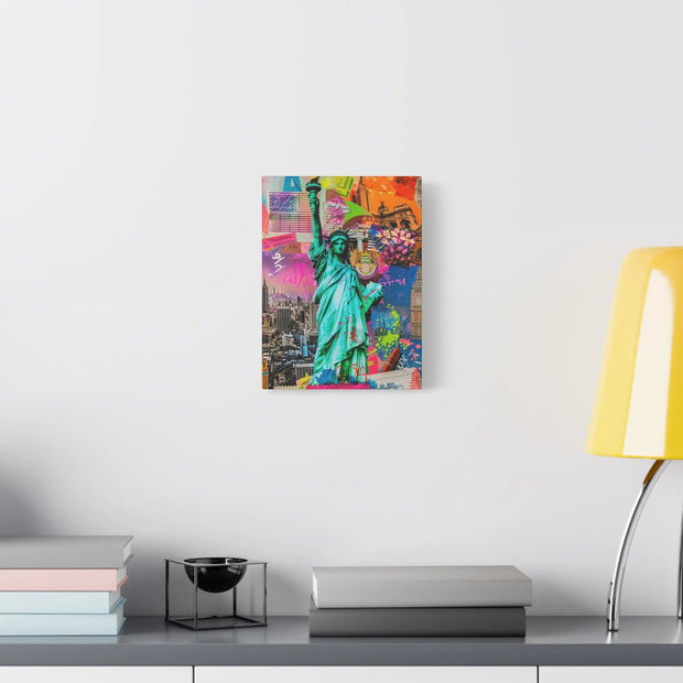Vibrant New York Collage Matte Canvas – Statue of Liberty Pop Art Printify