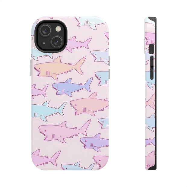 Pastel Shark Pattern Tough Phone Case Printify