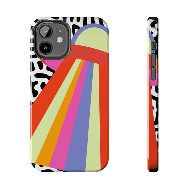 Retro Mod UFO Rainbow Beam Tough Phone Case LavenderCeleste