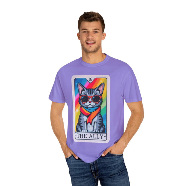 The Ally Pride Cat Tarot Comfort Colors Tee LavenderCeleste