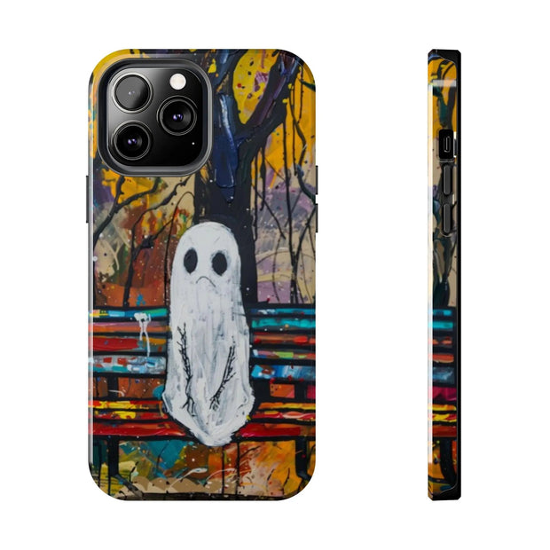 Sad Ghost on Park Bench Abstract Art Phone Case LavenderCeleste