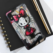Goth Bow Cat Graffiti Pop Art Tough Phone Case LavenderCeleste