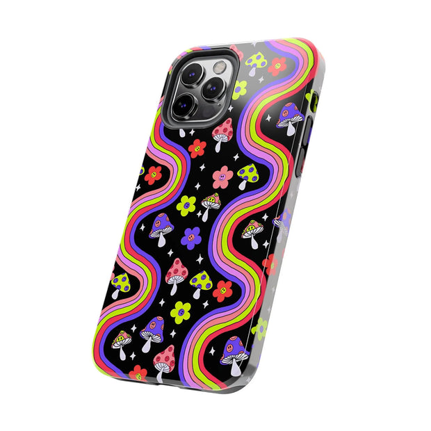 Groovy Mushroom Rainbow Tough Phone Case LavenderCeleste