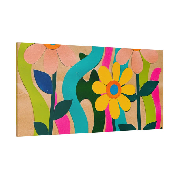 Groovy Paper Cut Flower Matte Canvas Art LavenderCeleste