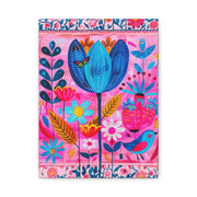 Whimsical Pink Blue Floral Matte Canvas Art - LavenderCeleste