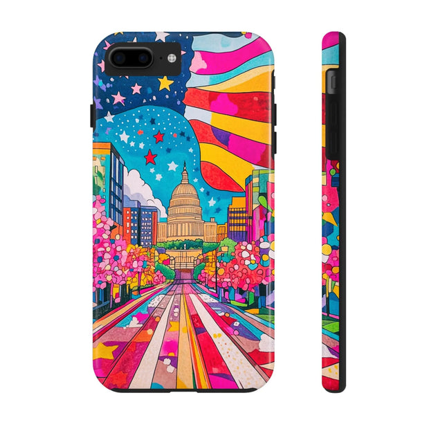Washington DC Psychedelic Capitol Rainbow Tough Phone Case LavenderCeleste