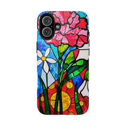 January Carnation Stained Glass Birth Flower Tough Phone Case