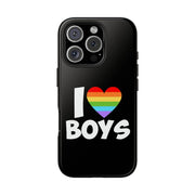 I Love Boys Pride Tough Phone Case – LGBTQ+ Rainbow Heart Design