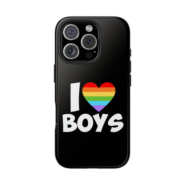 I Love Boys Pride Tough Phone Case – LGBTQ+ Rainbow Heart Design