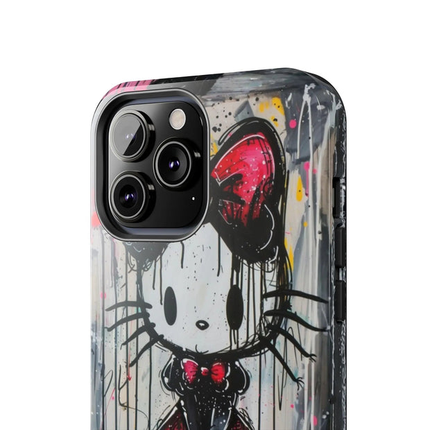Goth Bow Cat Graffiti Pop Art Tough Phone Case LavenderCeleste