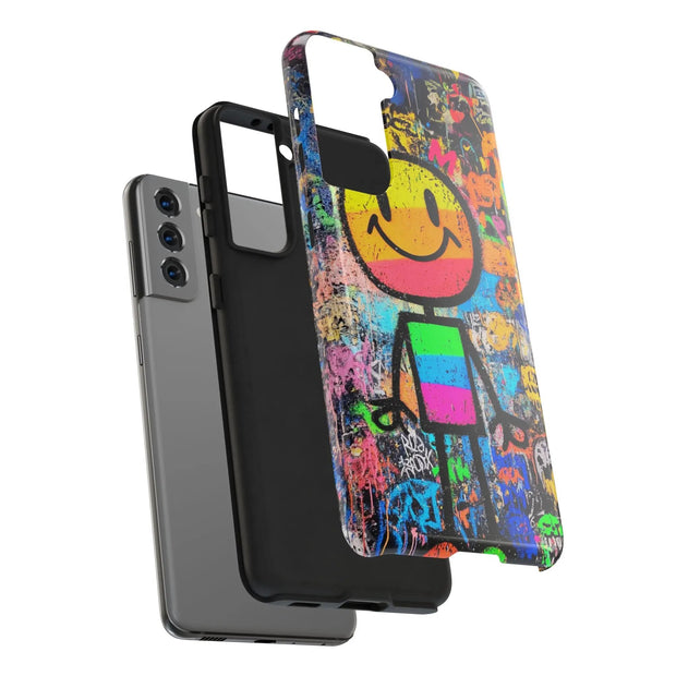 Rainbow Graffiti Smiley Tough Phone Case LavenderCeleste