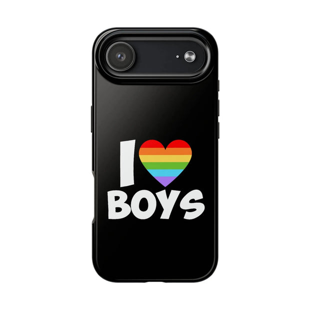 I Love Boys Pride Tough Phone Case – LGBTQ+ Rainbow Heart Design