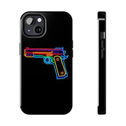 Neon Rainbow Gun Tough Phone Case – Bold Retro Vaporwave Aesthetic Printify