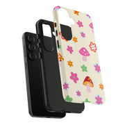 Retro Mushroom Flower Power Tough Phone Case LavenderCeleste